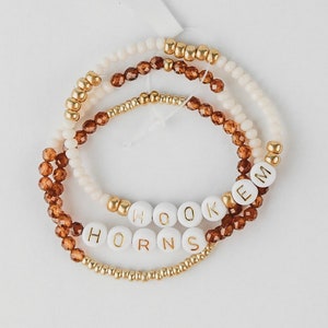 UT Longhorn School Spirit Game Day Bracelets, Hook&#39;em Horns, University of Texas Longhorn Bracelet