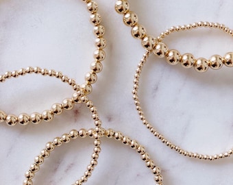 14k Gold Filled Beaded Bracelet, Tarnish Resistant Gold Bracelet,  Gold Filled Bracelet for Women