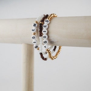 Aggies Game Day Bracelet Stack, Gig&#39;em Aggies Beaded Bracelets, College Football Bracelets, School Spirit Jewelry, Graduation Gift