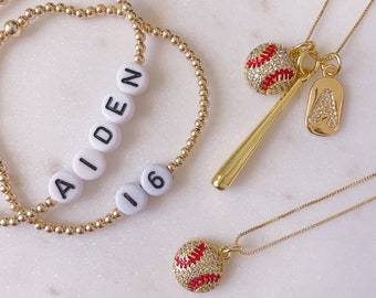 Baseball Bracelet, Baseball Necklace, Charm Baseball necklace, Baseball Personalized Bracelet