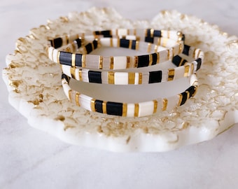 Tila Bracelet's, Tile Bead Bracelets, Boho Bracelet for Women, Square Bead Bracelet, Glass Tila Bracelet