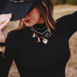 Bandana Charm Necklace, Southwestern Necklace, Charm Necklace