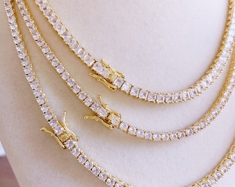 Tennis Necklace, Gold Filled Tennis Necklace, Tennis CZ Necklace