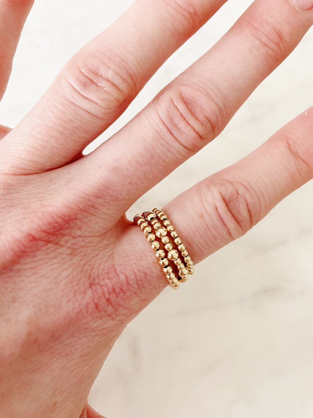 Beaded Rings, 14k Gold Filled Beaded Rings, Pearl Ring, Stackable Rings ...