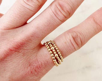 Beaded Rings, 14k Gold Filled Beaded Rings, Pearl Ring, Stackable Rings