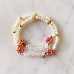 Mama Mini Bracelet Set, Daisy Matching Bracelet, Matching Mother & Daughter Bracelet, Matching Bracelet&#39;s