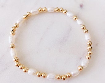 Pearl Bracelet, 14k Gold Filled Bracelet, Bracelet for Bridesmaid, Bridal Bracelets