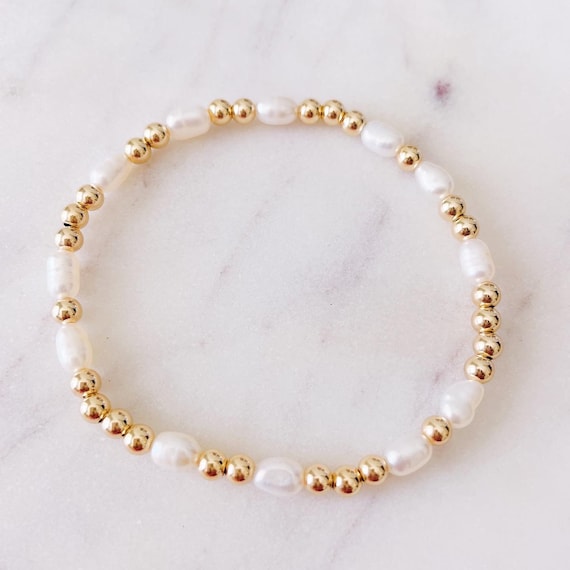 14k gold and pearl bracelet discount