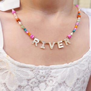 Name Necklaces for Kids, Necklaces for Kids, Pearl Letter Necklace