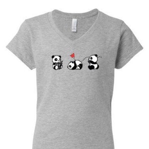 Panda T shirt Women, VNeck Tshirts Women, Custom Shirt with Picture, Panda Tee for Girls, Animal TShirt for Her, Christmas Gift Tee for Her