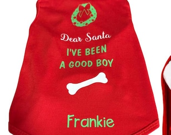 Camiseta personalizada para mascotas, camiseta divertida para perros, camiseta navideña para perros, ropa de Papá Noel para mascotas, camiseta navideña para mascotas, regalos personalizados para perros