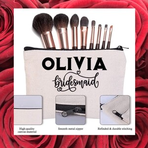 Custom Bridal Gifts, Bridal Makeup Bag, Bridesmaid Gifts Personalized, Custom Canvas Pouch for Women, Personalized Pouch with Name for Her