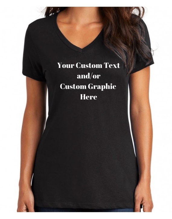 Camiseta de mujer con texto Tu texto aqui camiseta personalizada para mujer con cuello en V camisetas graficas para adolescentes camiseta personalizada para ella idea de regalo de Navidad Etsy Espana