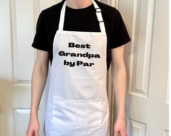 Best Grandpa By Par Personalized Apron, Custom Apron with Pockets for Him, Grandfather Gift from Grandkids, Birthday Gift Ideas Unique