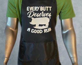 Every Butt Deserves A Good Rub Apron for Boyfriend, Funny Aprons Men, Personalized Apron with Pockets for Husband, Humorous Birthday Gift