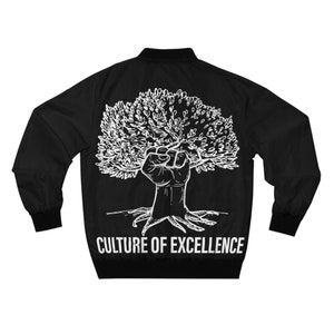 Black Roots - Men&#39;s Bomber Jacket | Culture Of Excellence - W | Jacket | Celebrate Black History | Support Human Rights | Black Lives Matter