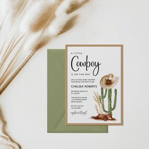 Tema occidental / Invitación de baby shower / Impreso y enviado