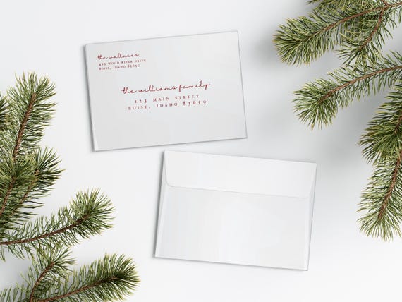 Trendy Modern Christmas Card Envelopes | Addressed & Printed