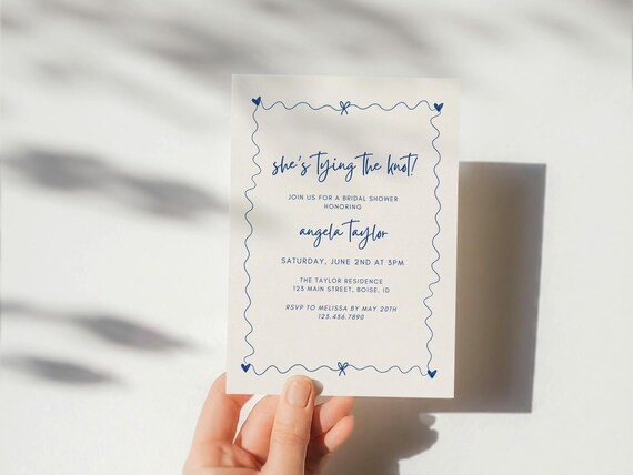 Professionally Printed | She's Tying The Knot | Bridal Shower Invitations