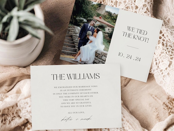 Timeless Elopement Announcement Cards | Printed & Shipped