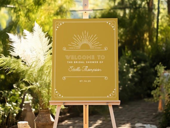 Professionally Printed | Here Comes the Sun - She Found the One | Bridal Shower Welcome Sign