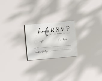 Modern Wedding RSVP Cards | Traditional or QR Code Cards | Printed & Shipped
