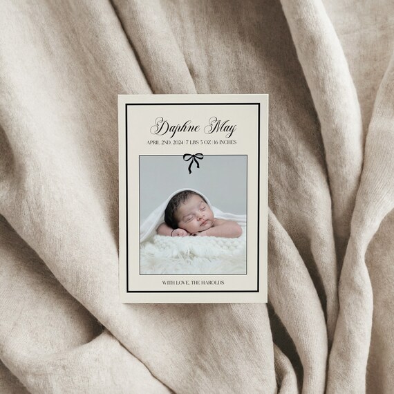 Elegant Birth Announcement | Printed & Shipped