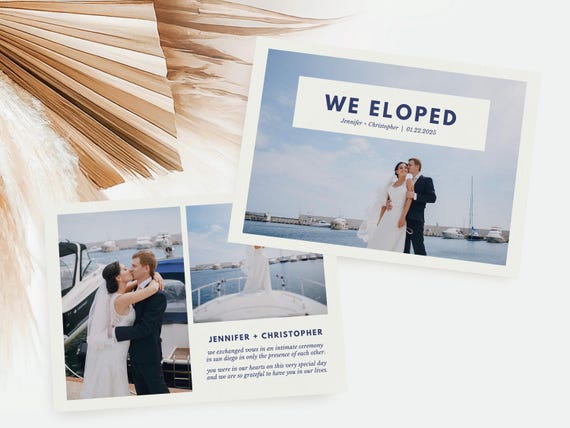 Simplistic Style Elopement Announcement Cards | Printed & Shipped