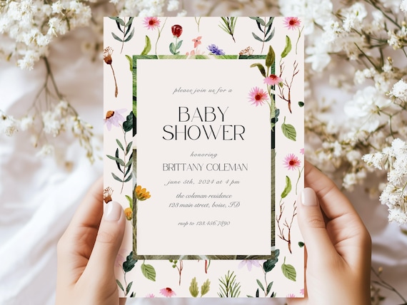 Watercolor Floral | Baby Shower Invitations