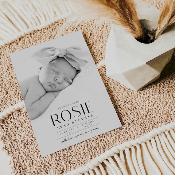 Elegant Birth Announcement | Printed & Shipped