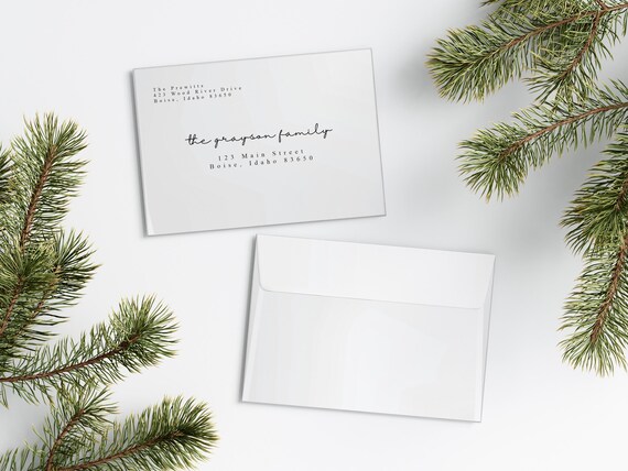 Simplistic Polaroid Christmas Card Envelopes | Addressed & Printed