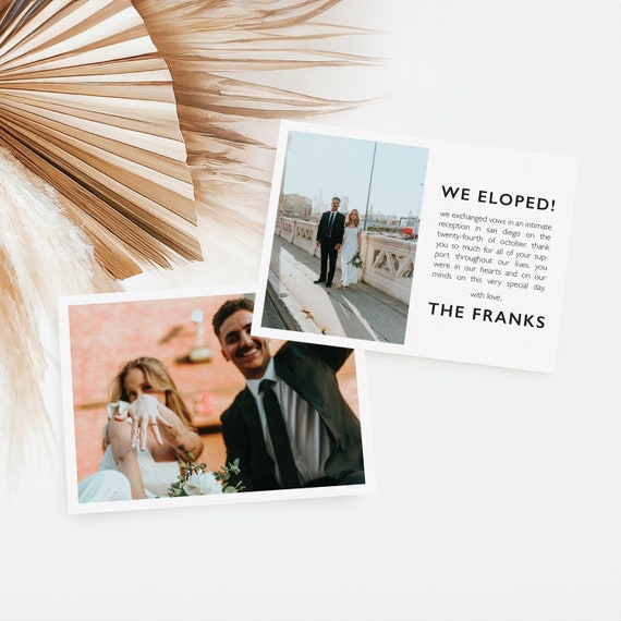 Contemporary Elopement Announcement Cards | Printed & Shipped