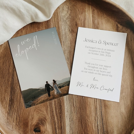Modern Elopement Announcement Cards | Printed & Shipped