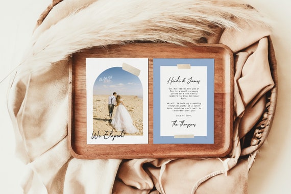 Eclectic Personalized Elopement Announcement Cards | Printed & Shipped