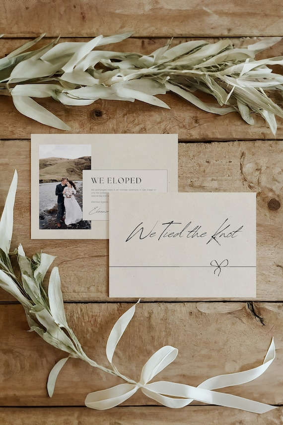 We Tied The Knot |  Elopement Announcement Cards | Printed & Shipped