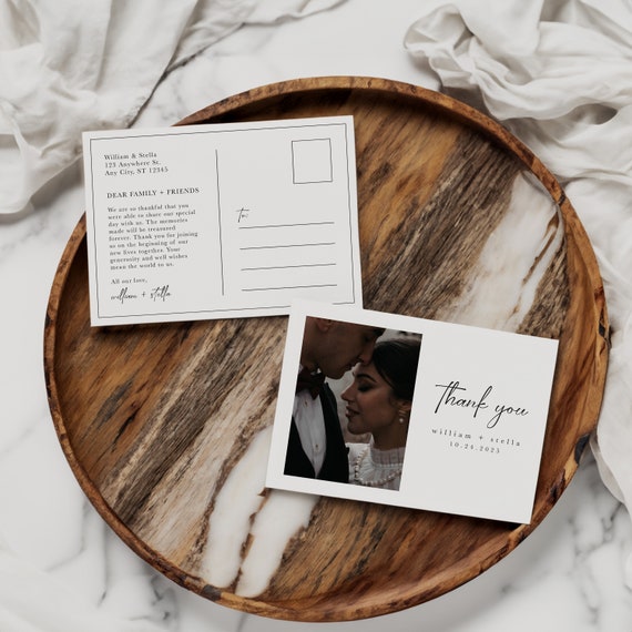 Simplistic Postcard Wedding Thank You Cards | Printed & Shipped