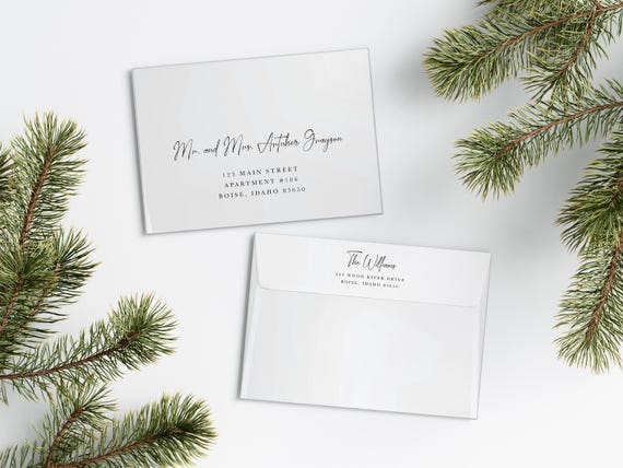 Minimal Christmas Card Envelopes | Addressed & Printed