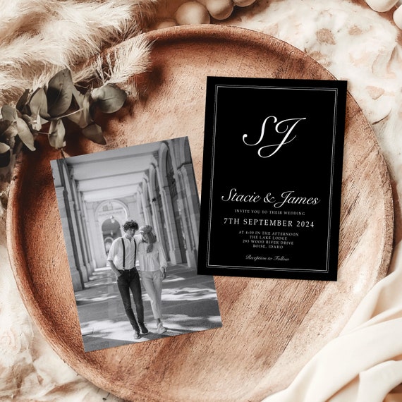 Classy Black Wedding Invitation | Printed & Shipped