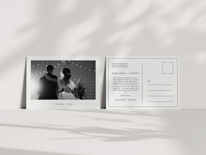 Minimalistic Postcard Wedding Thank You Cards | Printed & Shipped - Etsy