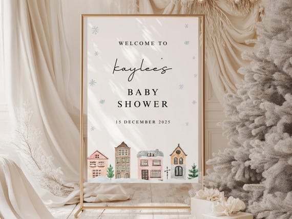 Winter Wonderland Baby Shower Welcome Sign: Festive Foamboard Decor