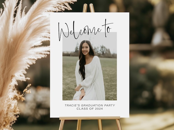 Professionally Printed | Minimalistic Graduation Party Welcome Sign