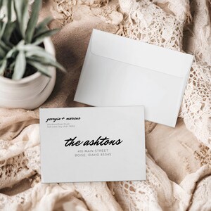 Envelopes correspondentes para anúncio de fuga em estilo radiante | Endereçado e impresso