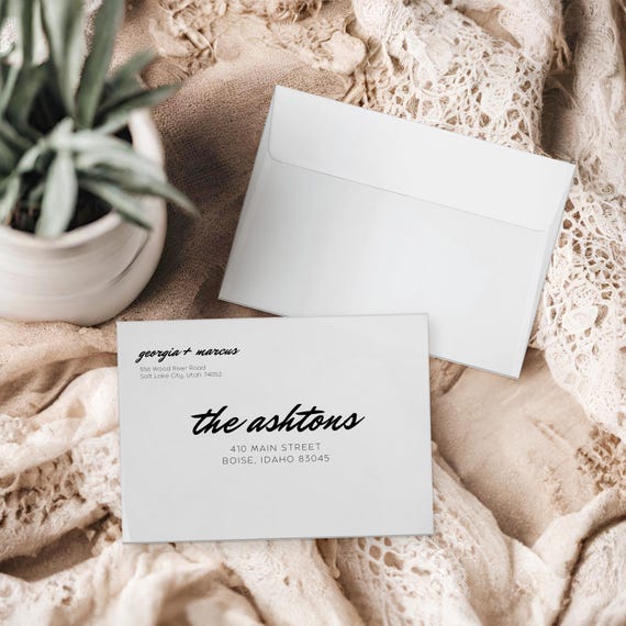 Radiant Style Elopement Announcement Matching Envelopes | Addressed & Printed