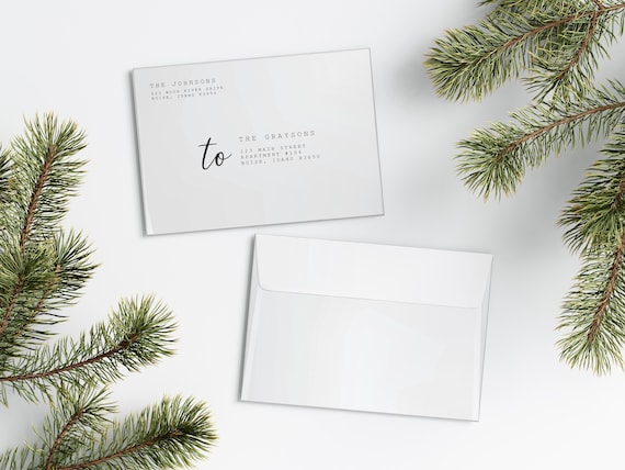 Simple Christmas Card Envelopes | Addressed & Printed
