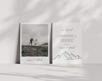 Mountain Line Art Elopement Announcement Cards | Printed & Shipped