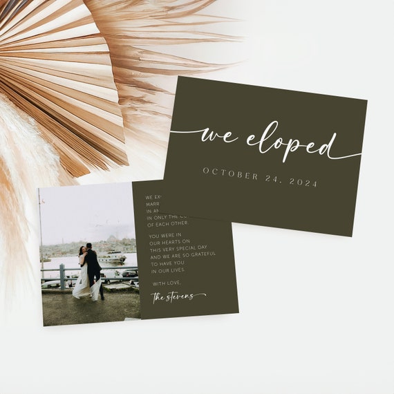 Artistic Elopement Announcement Cards | Printed & Shipped
