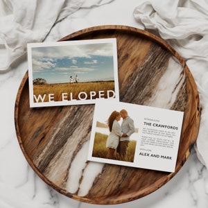 Mutige personalisierte Elopement-Ankündigungskarten | Druck & Versand