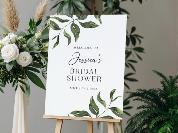 Professionally Printed | Botanical Wreath | Bridal Shower Welcome Sign