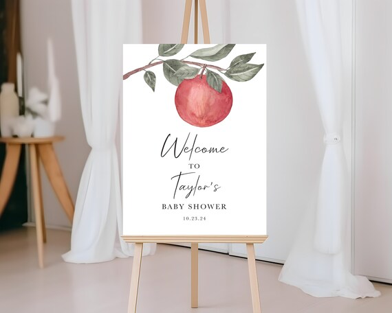 Apple of My Eye Theme Baby Shower Welcome Sign | Printed & Shipped