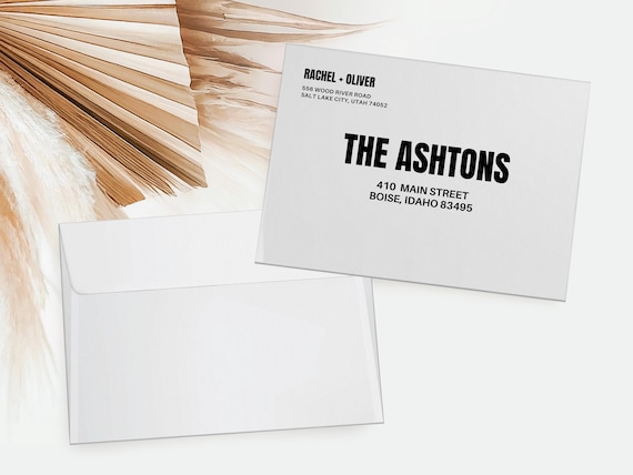 Bold Style Elopement Announcement Matching Envelopes | Addressed & Printed